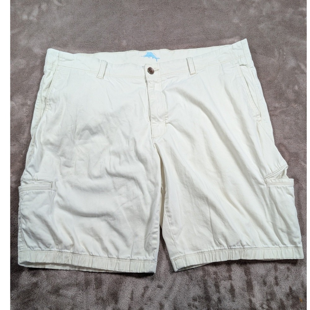 Tommy Bahama Cargo Shorts Mens 40 Cream Off White Relaxed Cotton Blend Utility